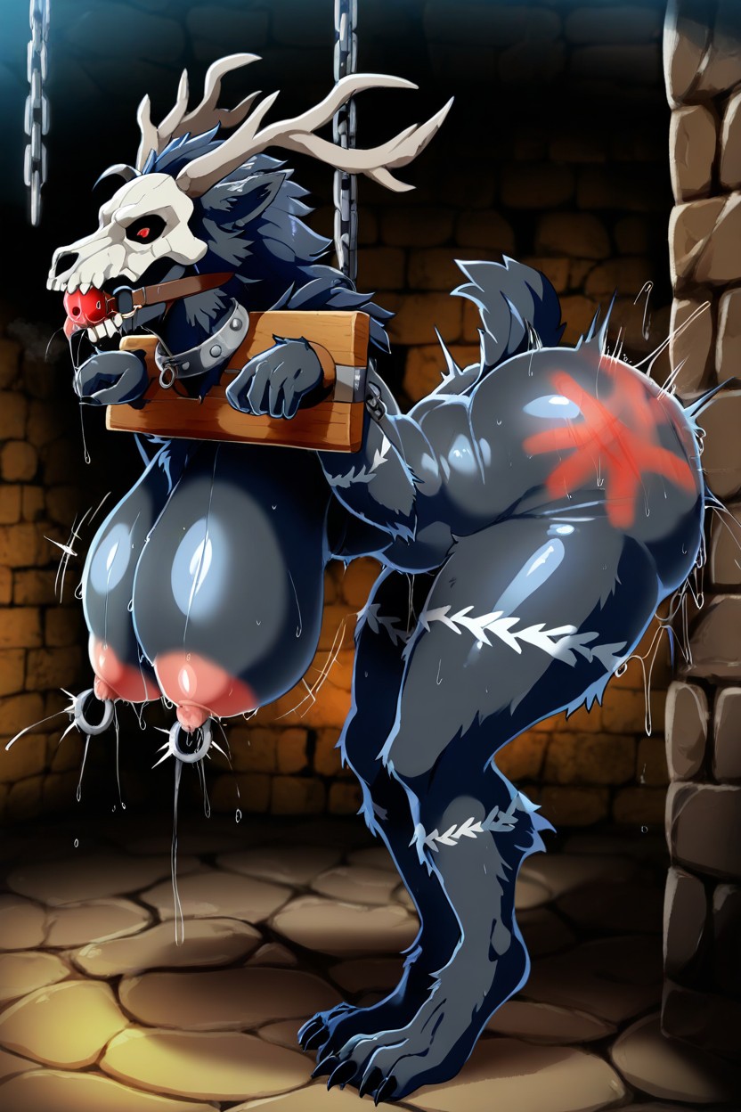 侧视图, Skull Head, 乳房扩张 AI兽人黄片