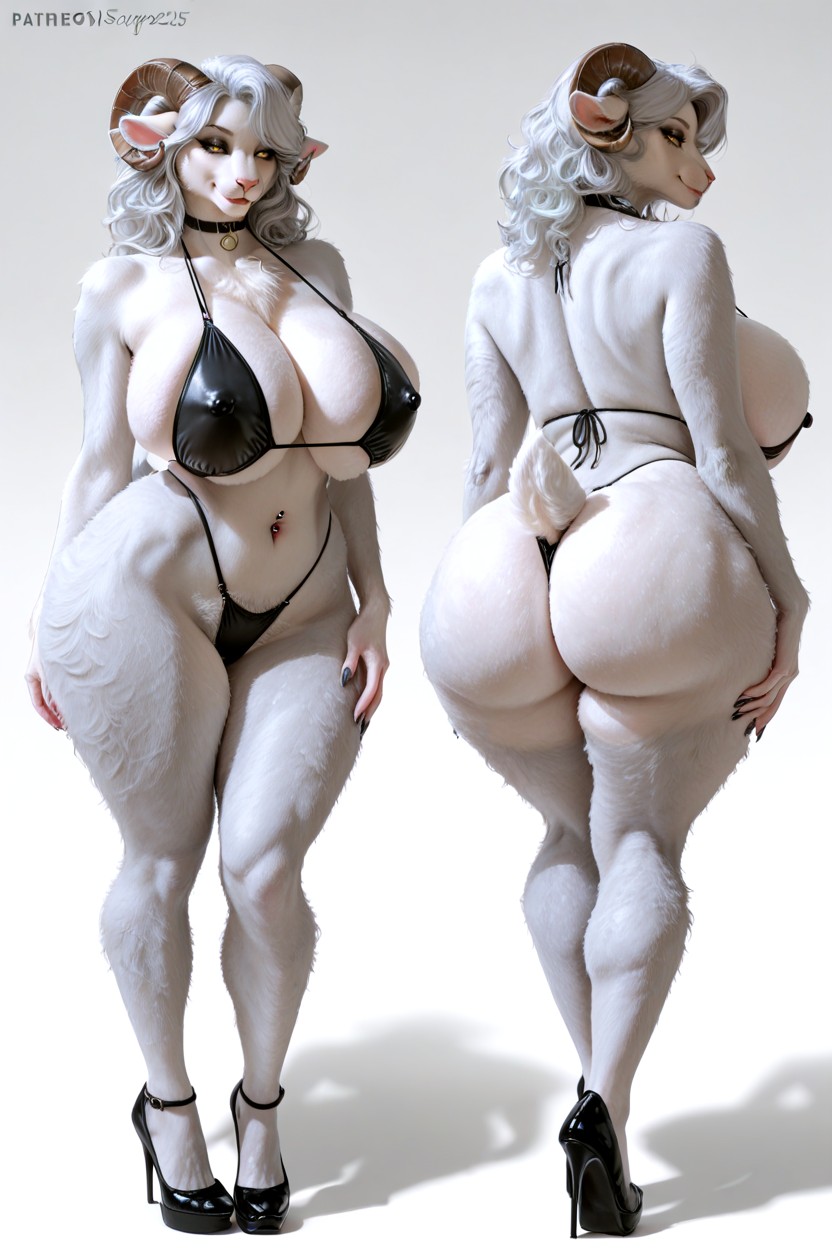 Full_body_wide_composition, Direct_gaze, Female Furry AI Porn