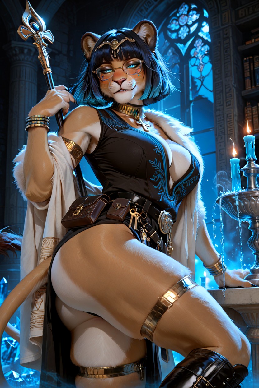 Environment Library Of Alexandria, 狮子, Dark Hair AI兽人黄片