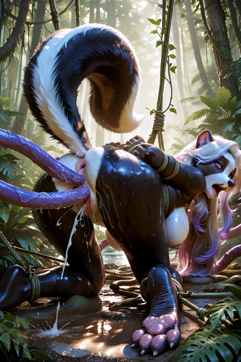 Tail Raised, Wet Tentacles, Skunk ファーリーAIポルノ