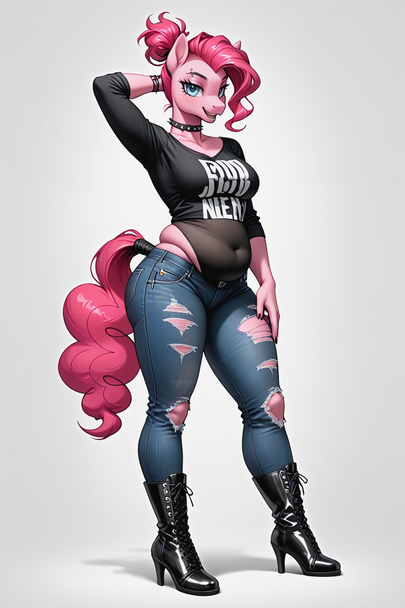 Jeans, Boots, Spiked Choker Porno IA Furry