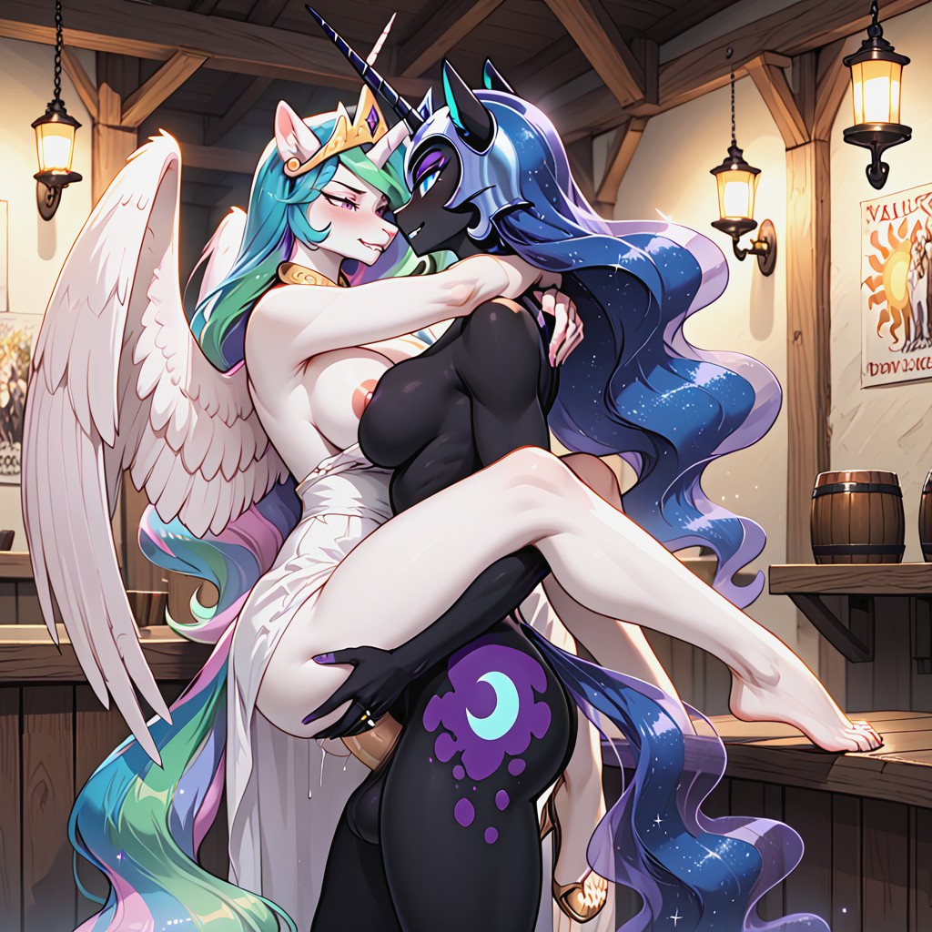Pressing Bodies, Female Princess Celestia, Blushing Furry AI Porn