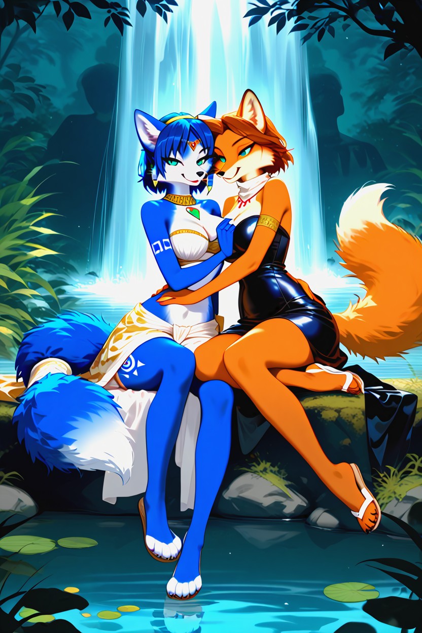 Shallow Depth Of Field, Turquoise Eyes, Feminine Face Porno IA Furry
