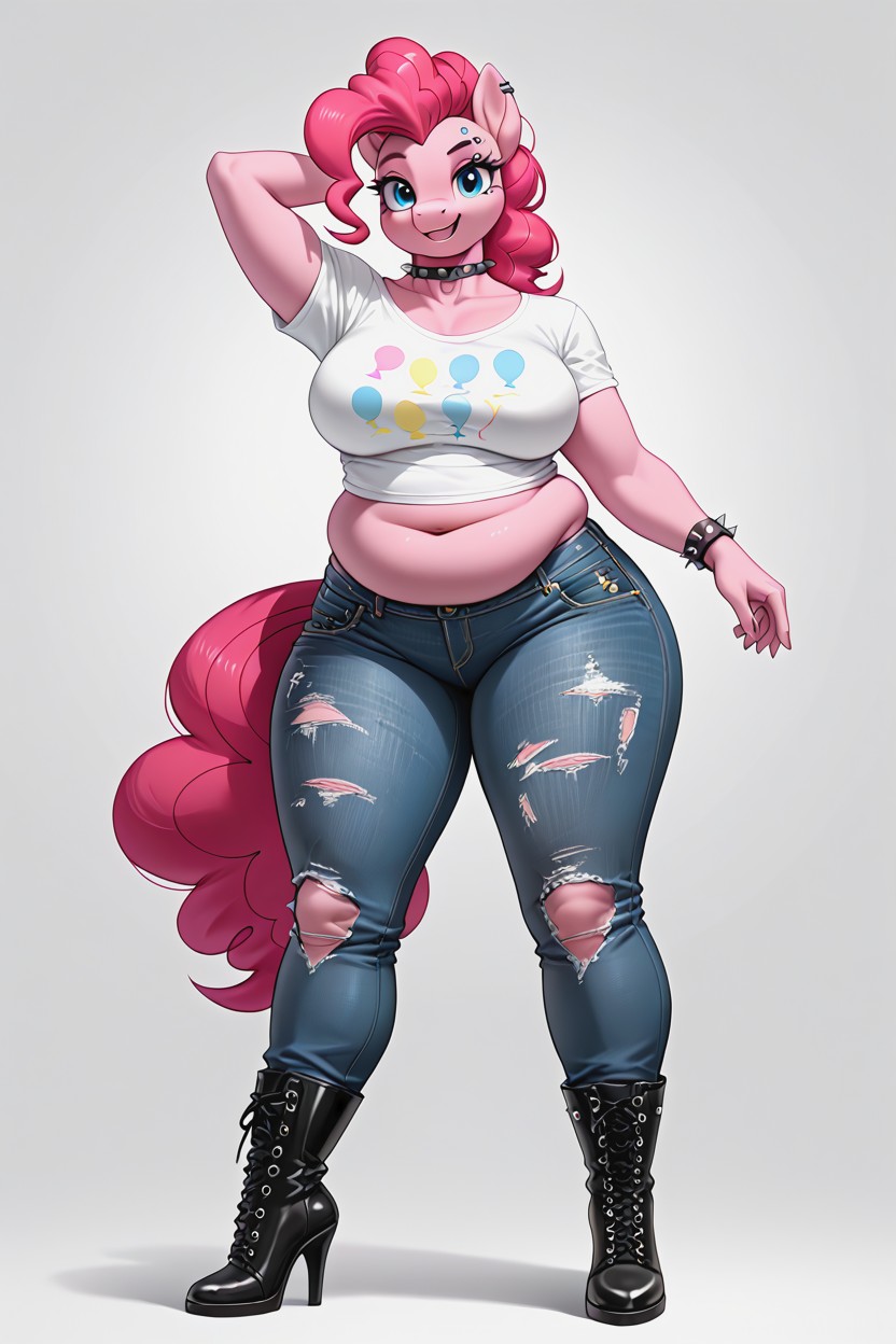 Undercut, Female, Ripped Jeans ファーリーAIポルノ