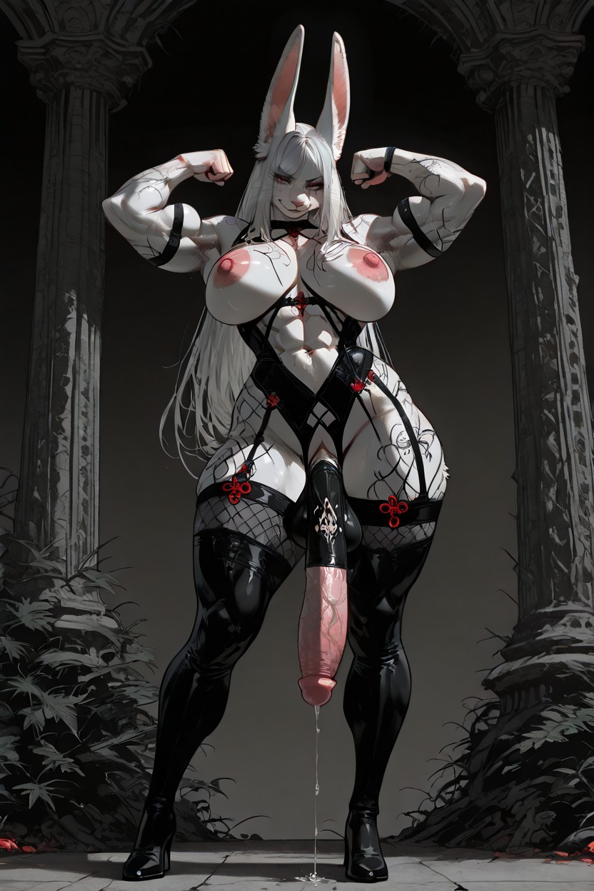 Pénis Hyper Long Et Impossible, Highly Defined Facial Features, Long White Hair Flowing Down Back Porno IA Furry