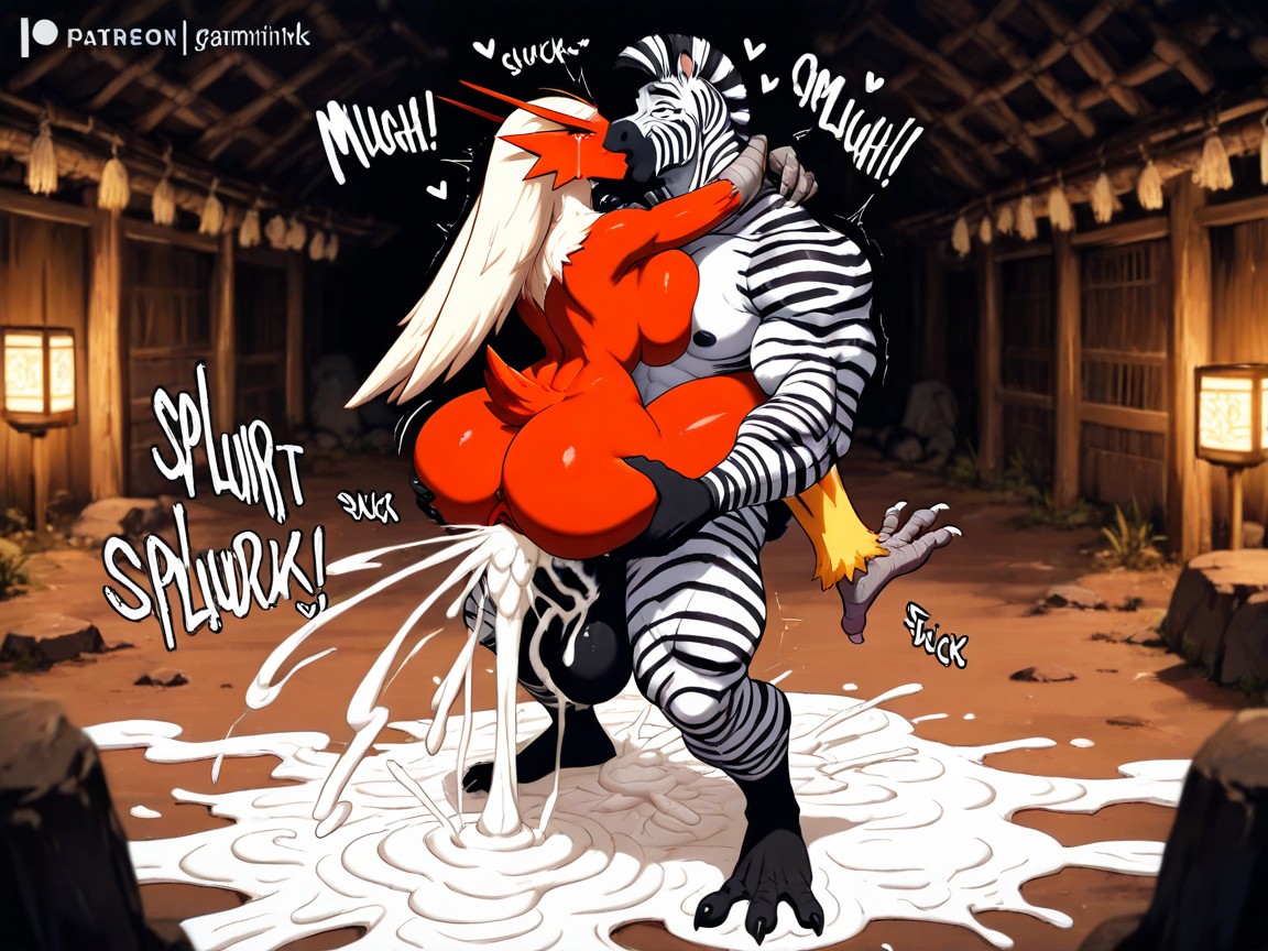Head Back, Arms Tied Behind Back, Cum Flooding ファーリーAIポルノ