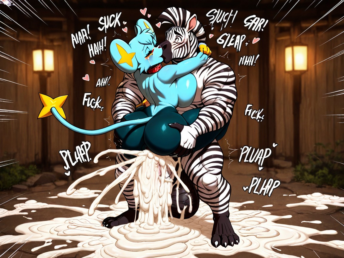 Movement Lines, Kiss, Indoor Furry AI Porn