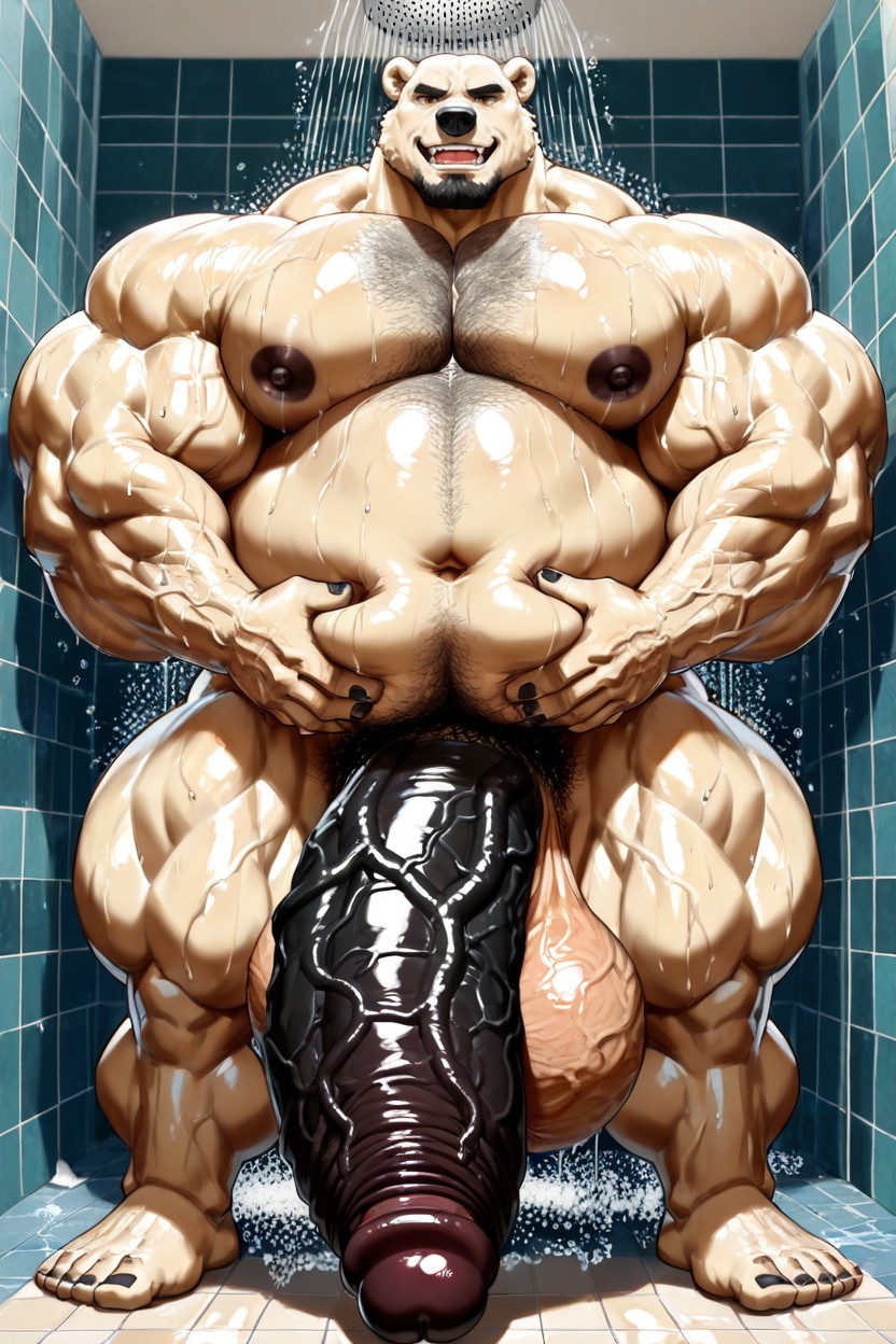 Shower, Thickest Macro Penis, Big Round Stomach Furry AI Porn