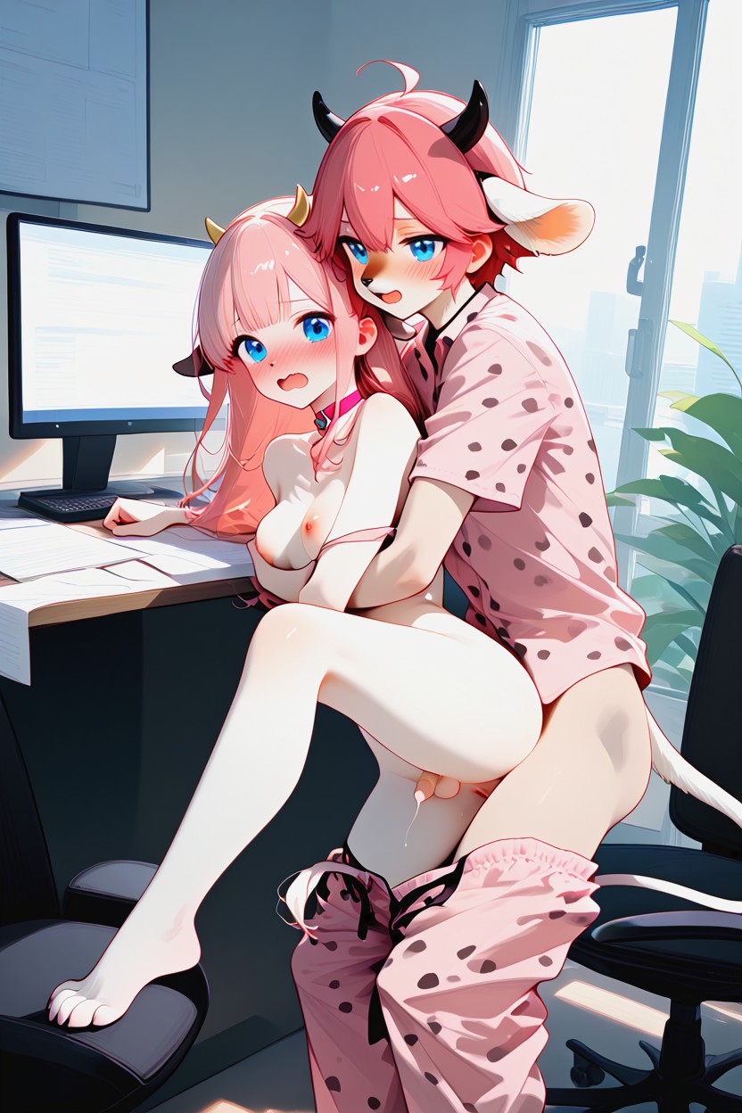 Wide Pink Choker, With Breast, 小乳 AI獸人黃片