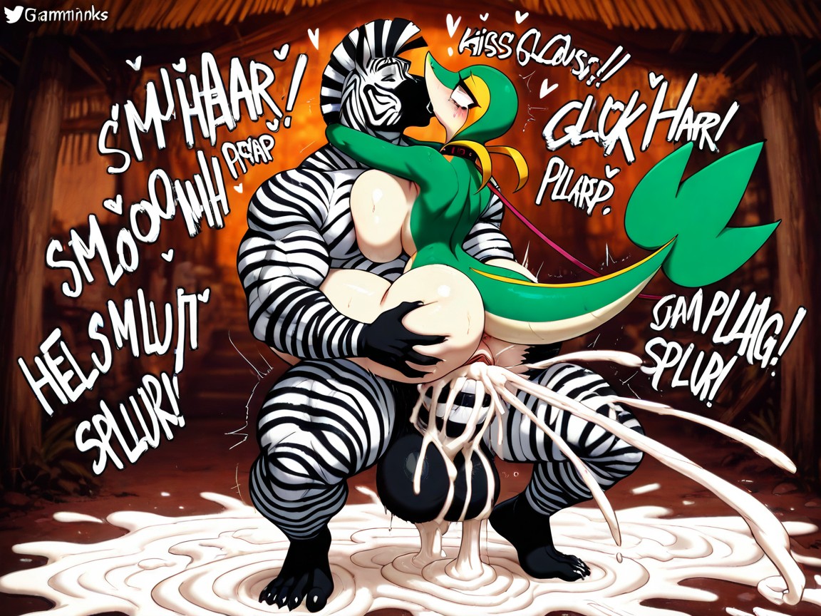With Gigantic Penis, Movement Lines, Happy Crying Furry AI Porn