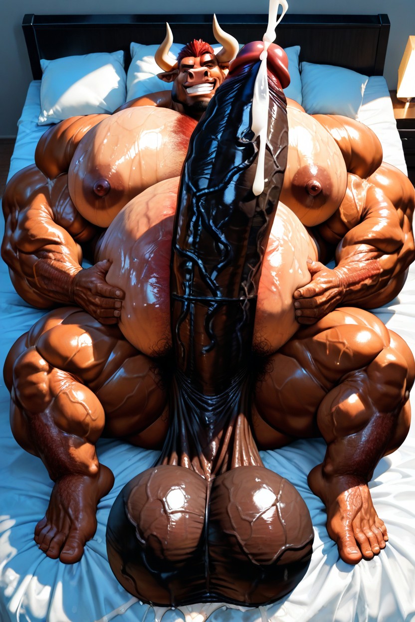 Gigantic Pecs, Extreme Penis Girth Focus, Gigantic Penis Thicker And Longer Than His Own Body Furry IA