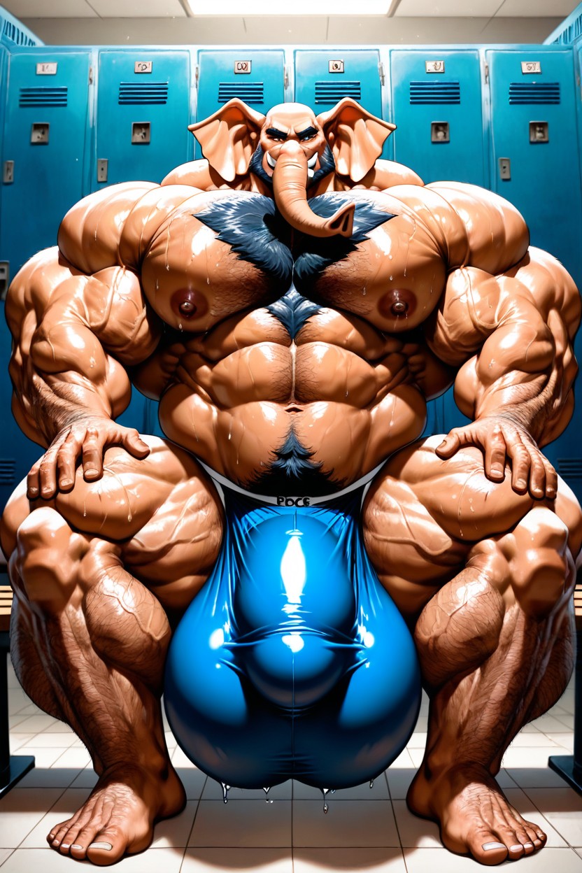 Sitting, Sweaty, Hyper Long Macro Bulge Furry AI Porn