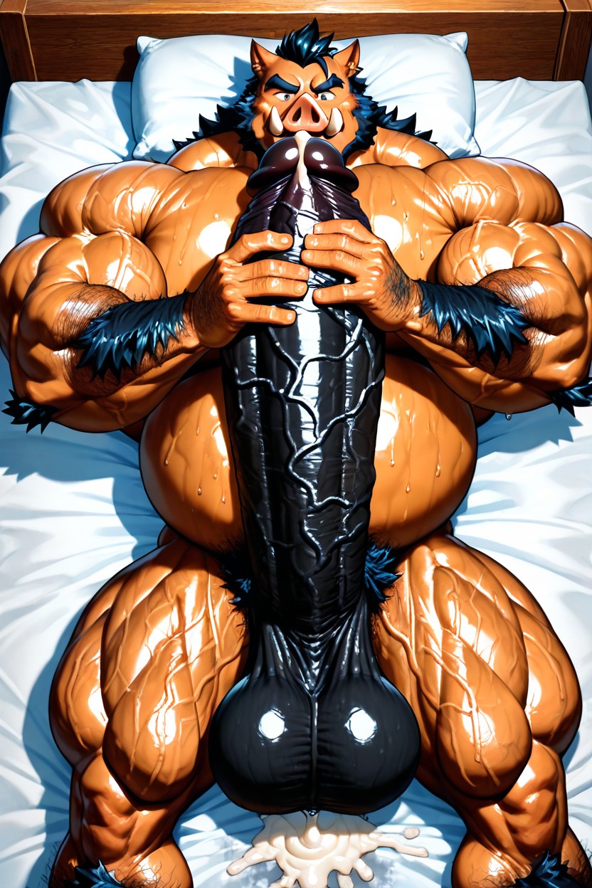 Gigantic Macro Penis Wider Than His Own Body, Hyper Gigantic Macro Penis, Surreal Absurd Impossible Gigantic Cock Size AI兽人黄片