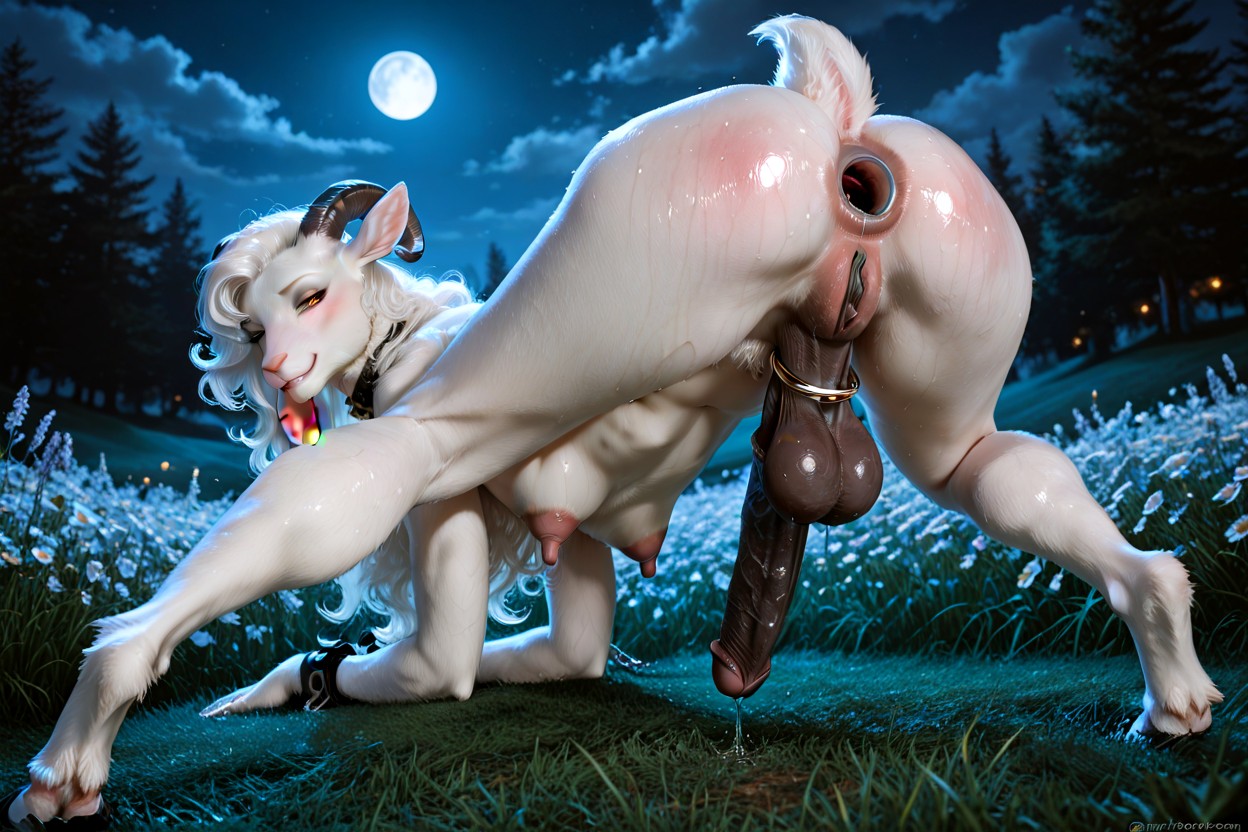 Curvy Body, Long And Oval-shaped, White Wool All Over Porno IA Furry