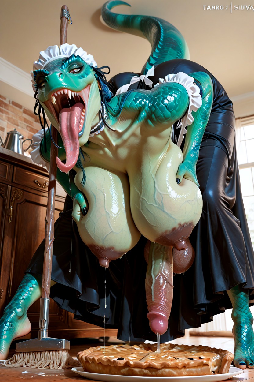 Bent Over, Lizard Female, Hyper Incredible Large Glans AI獸人黃片