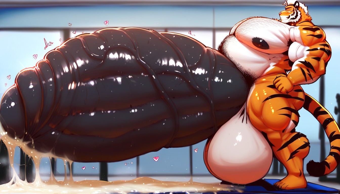 Body Hair, Gigantic Hyper Dick, Extreme Penis Girth Focus Furry KI Porno