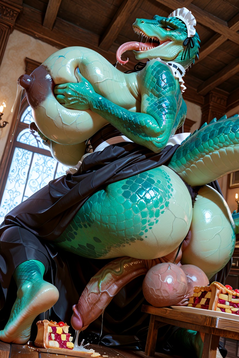 Solo, Green Color, Ridiculous Massive Breasts AI獸人黃片