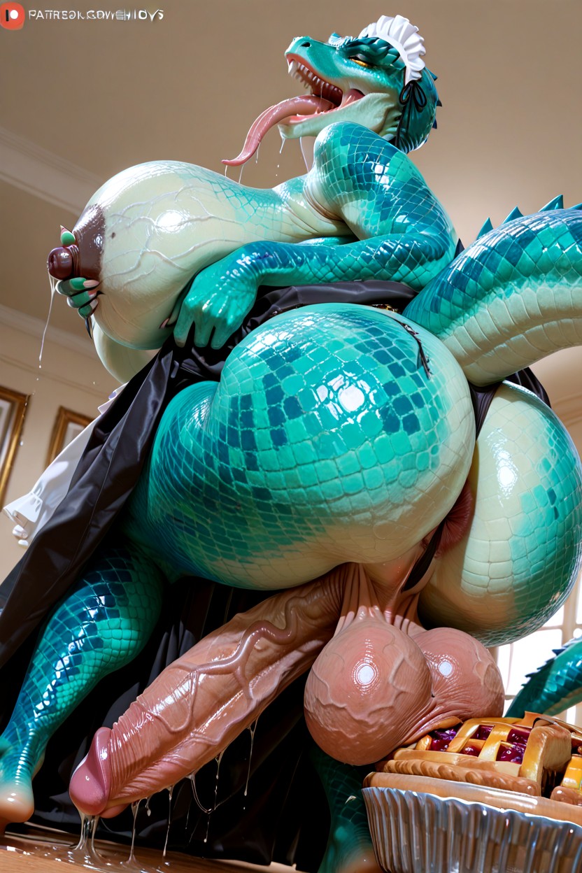 Green Scales, Heavy Testicles, Sitting On Pie Porno IA Furry