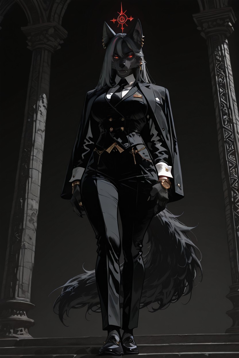 Corpo Todo, Wolf Legs, Elegant Gentleman Pornografia peluda com IA