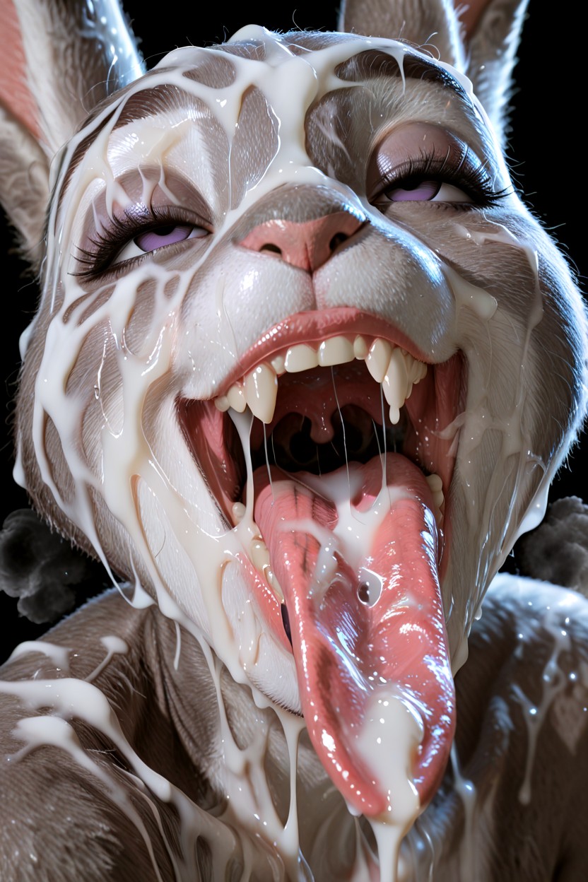 Cum On Tongue, Saliva, Empty Eyes AI兽人黄片