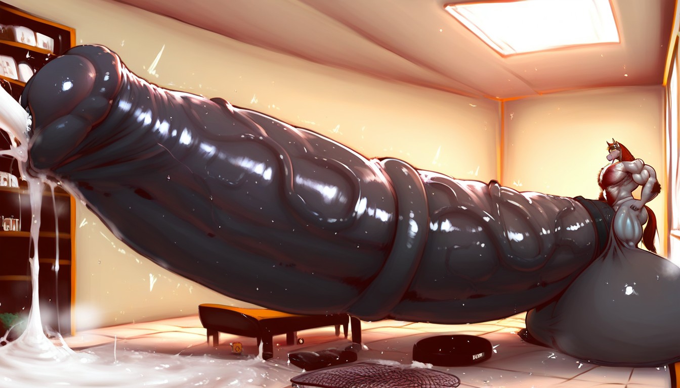 Night Time, Impossibly Huge Macro Cock, Macro Horsecock Furry AI Porn