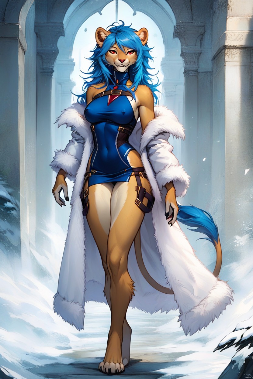 站立, Blue Hair, 全身 AI獸人黃片