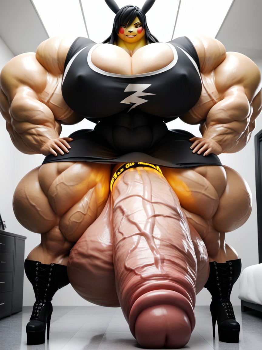 Hyper Gigantic Veiny Penis, Impossibly Beautiful Face, Hyper Gigantic Testicles AI兽人黄片