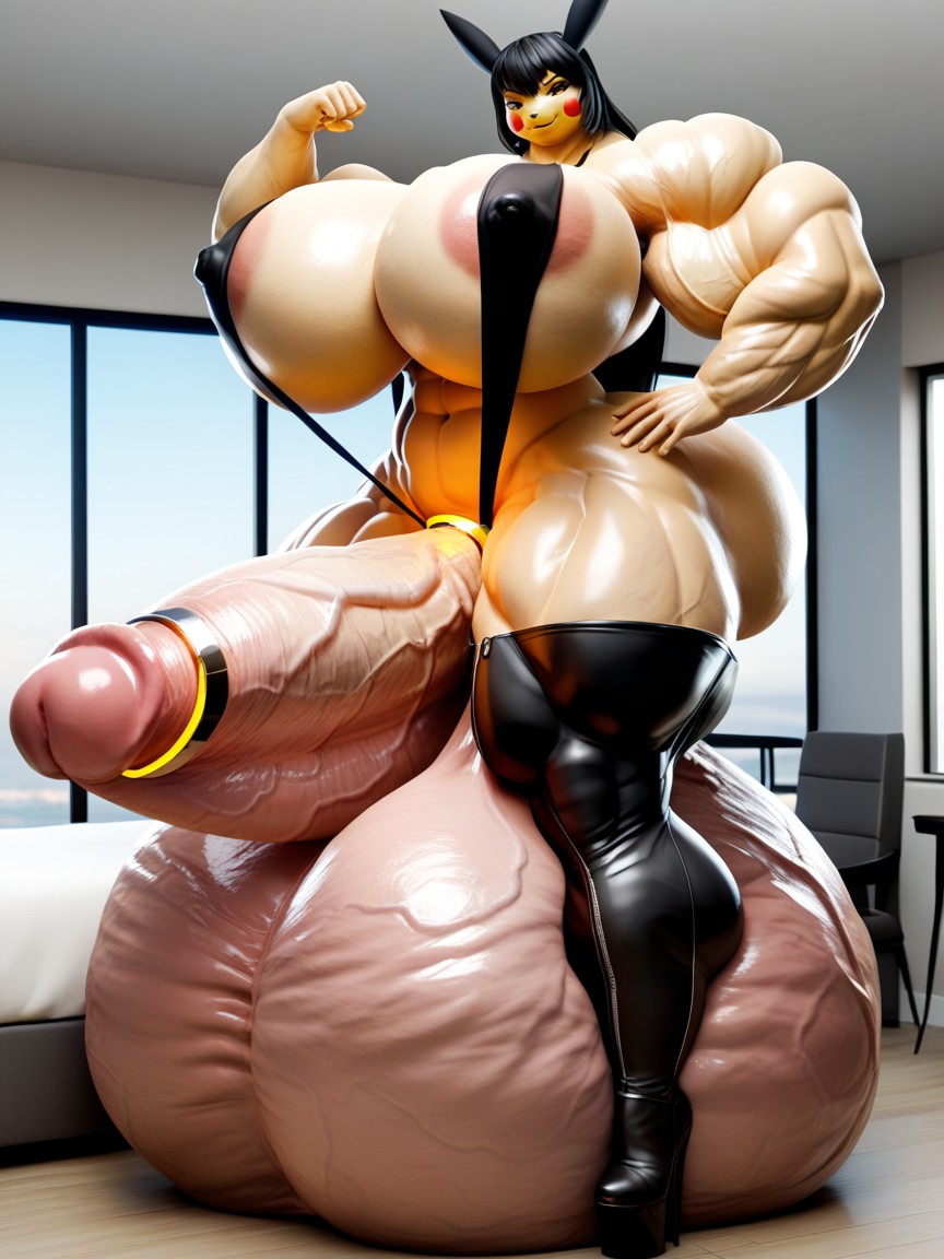 Hyper Thick Cock, Very Smug Expression, Huge Hyper Ass 퍼리 AI 포르노