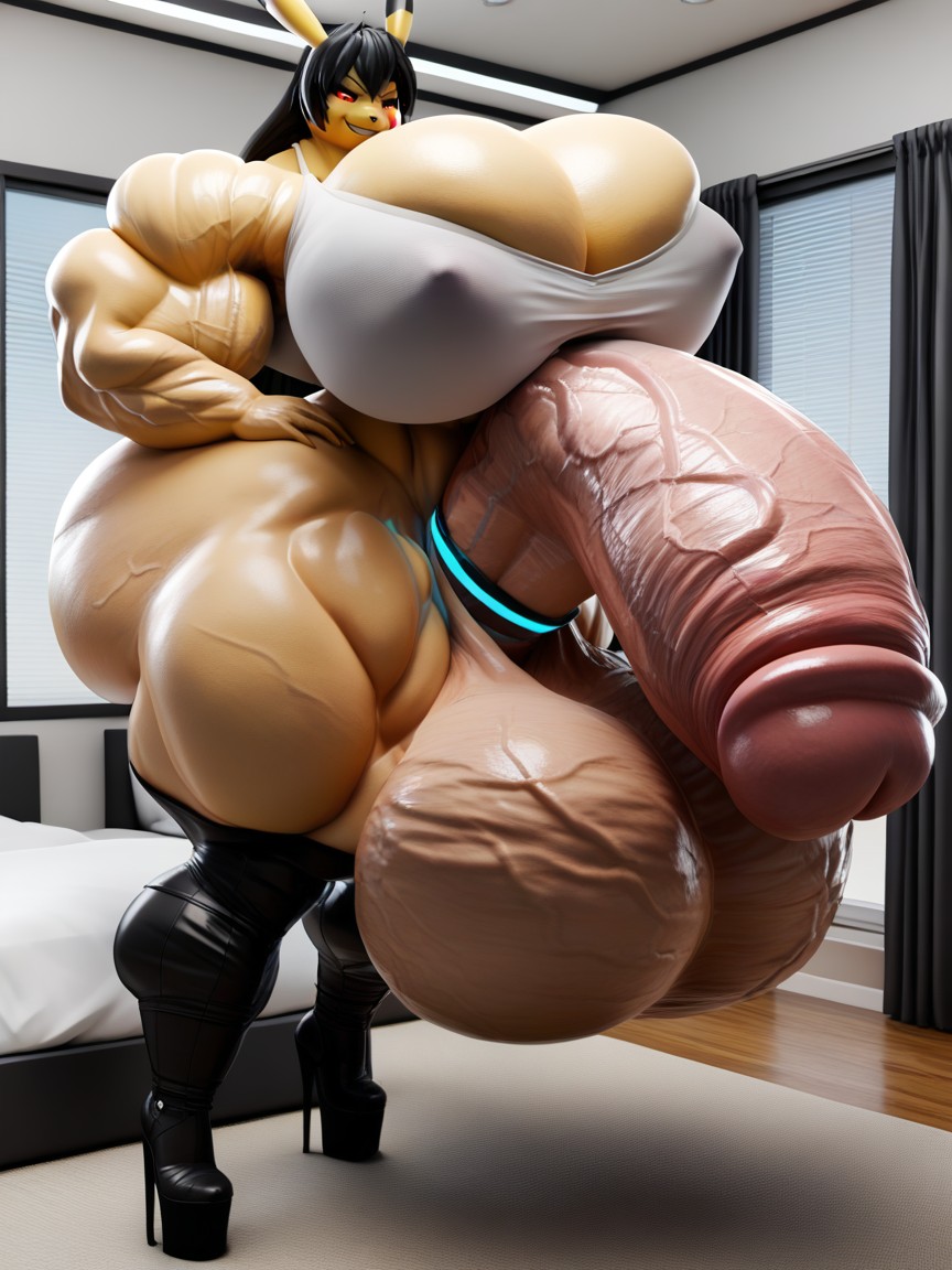 Hyper Gigantic Veiny Penis, Crotch, Wide Hips Furry AI Porn