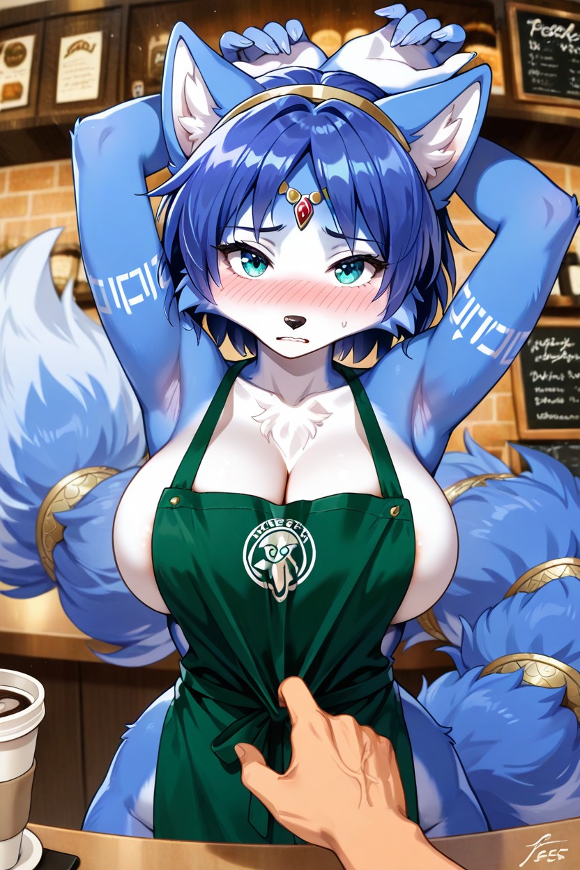 Bust Shot, Medium Breast, Exposing Her Breasts Furry AI Porn