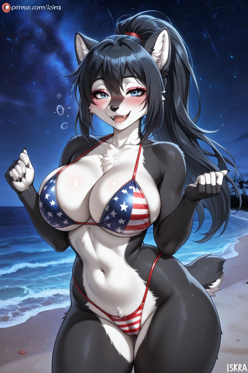 Medium Ass, Happy, Cleavage Furry AI Porn