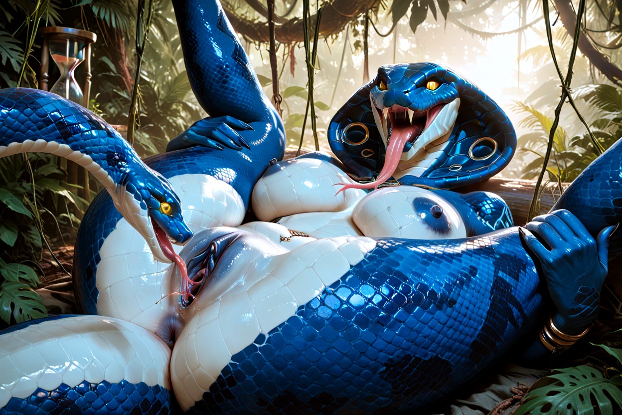 Dark Blue Labia, Black Pupils, Legs Raised Up Furry AI Porn