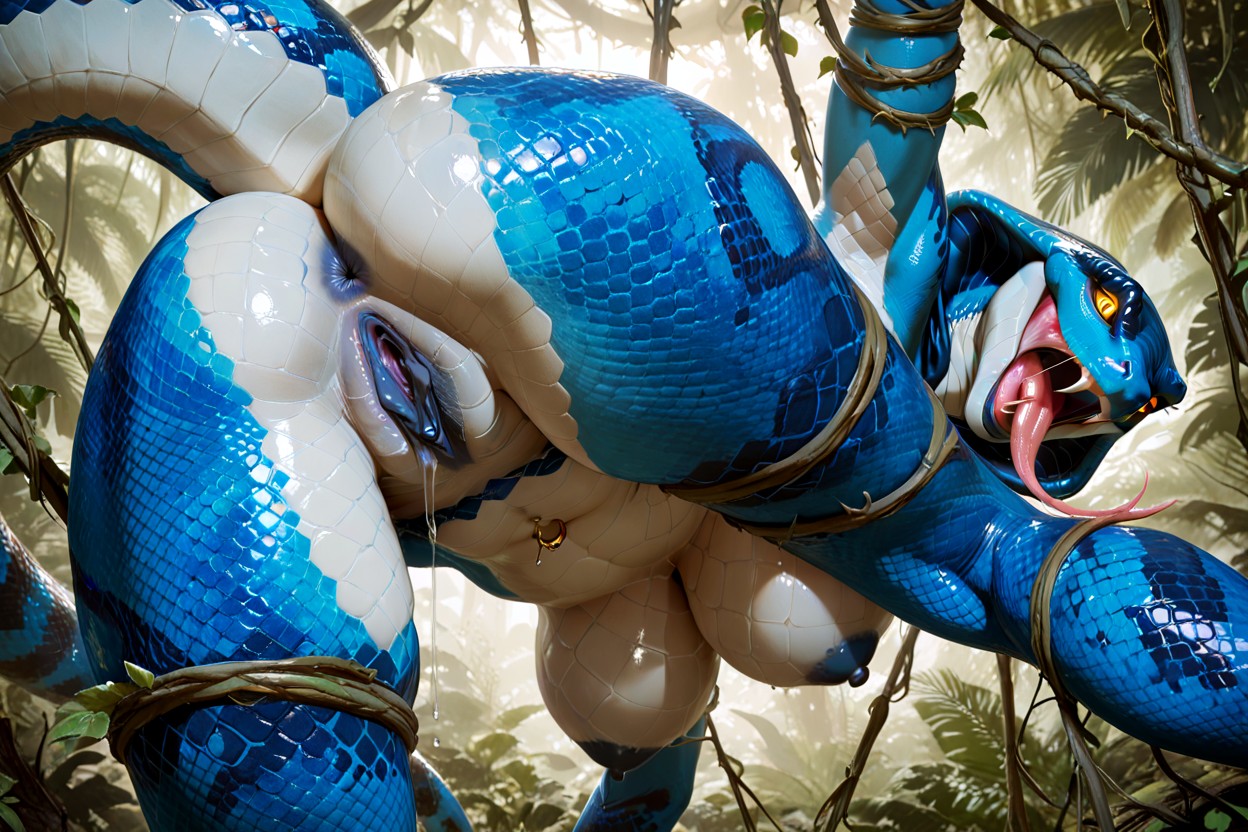 Horseclitoris, Blue Scales, Dark Blue Nipples 퍼리 AI 포르노