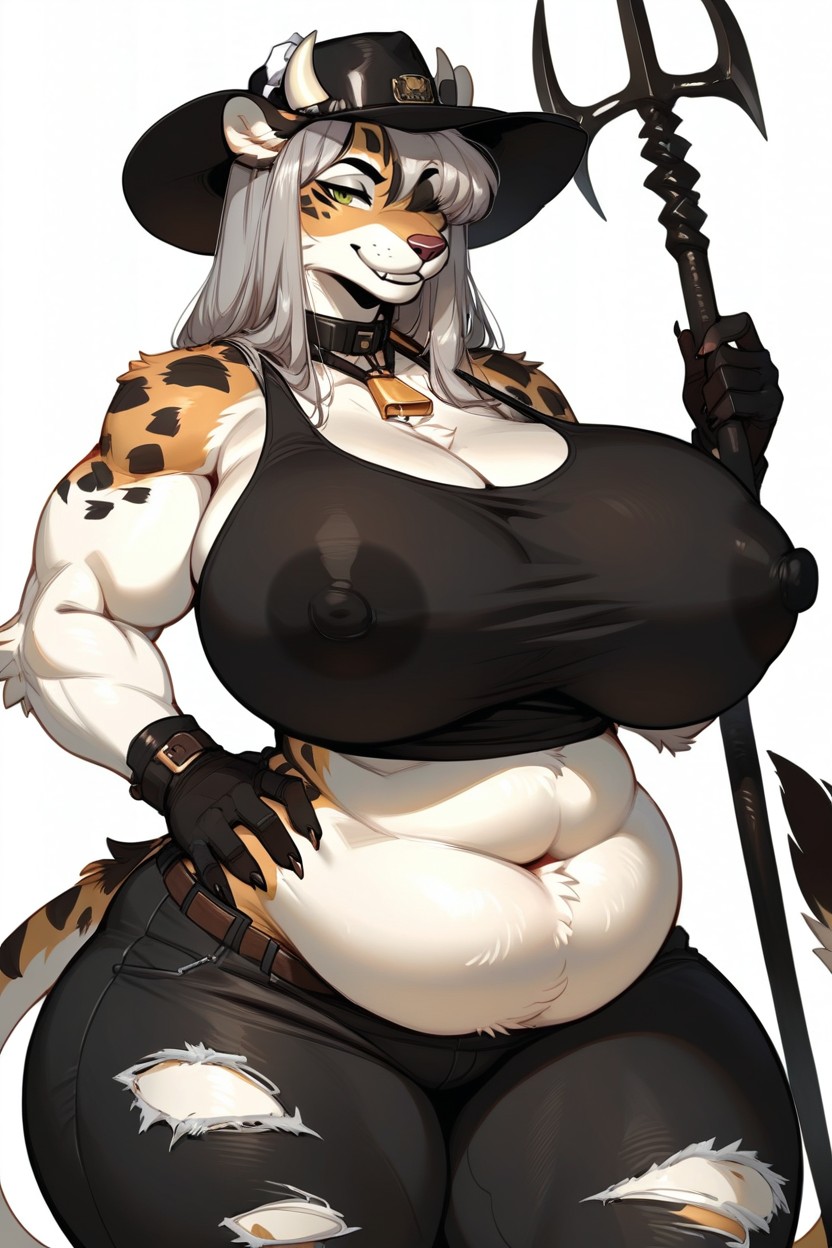 Slightly Chubby, Big Nipples, Smirk Furry AI Porn