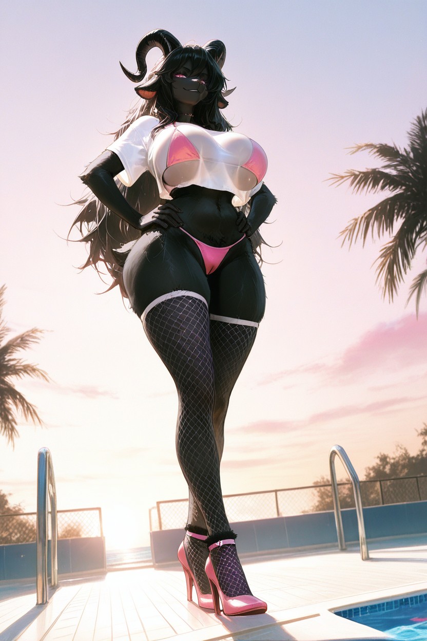 Hands On Hips, Bottom Up, Smirk Furry AI Porn