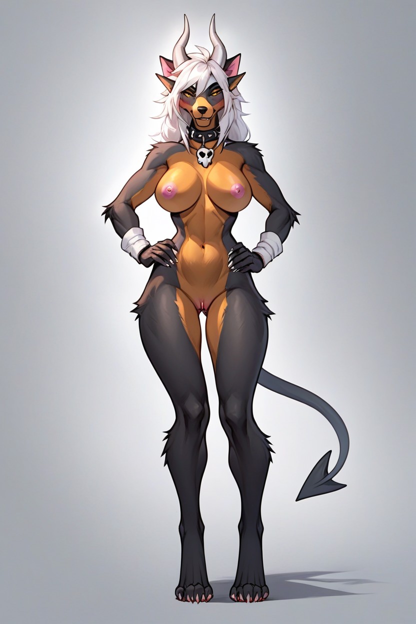 White Wristbands, Sexy Pose, Houndoom Furry AI Porn