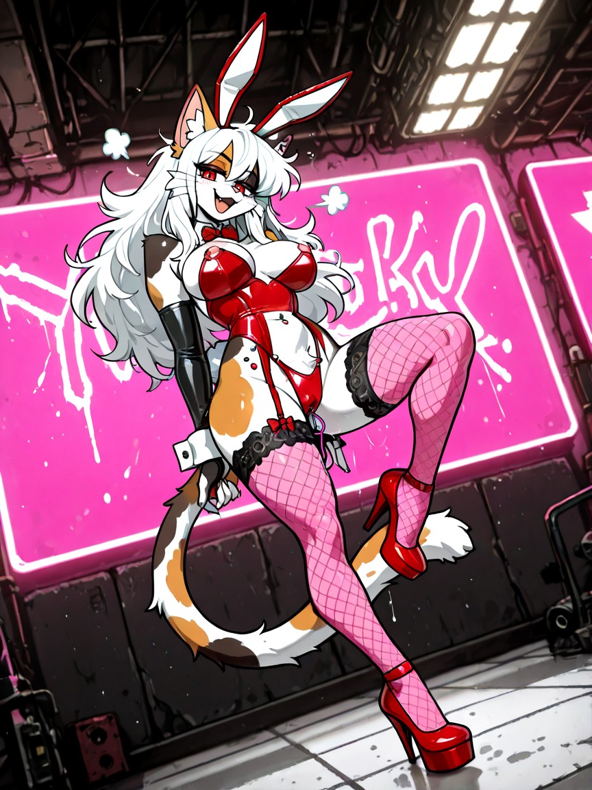 Fit, Red Bow Tie, Exposed Breast Furry AI Porn