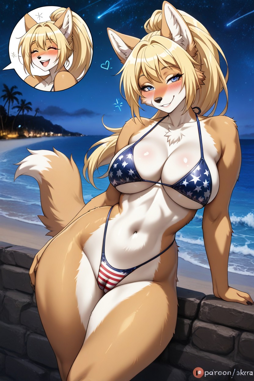 Nighttime, Happy, Sexy Pose Furry AI Porn