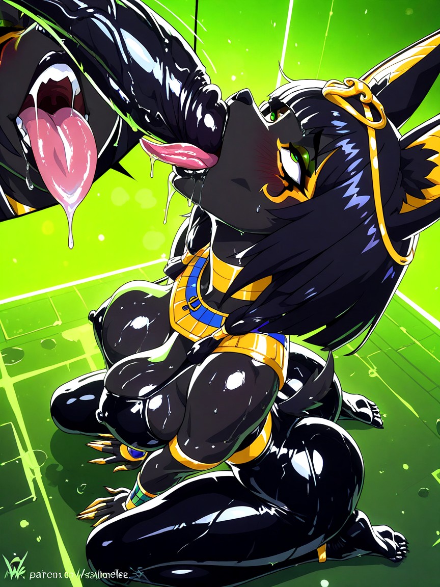 Drool On Tongue, Sweaty, Blushing Furry AI Porn
