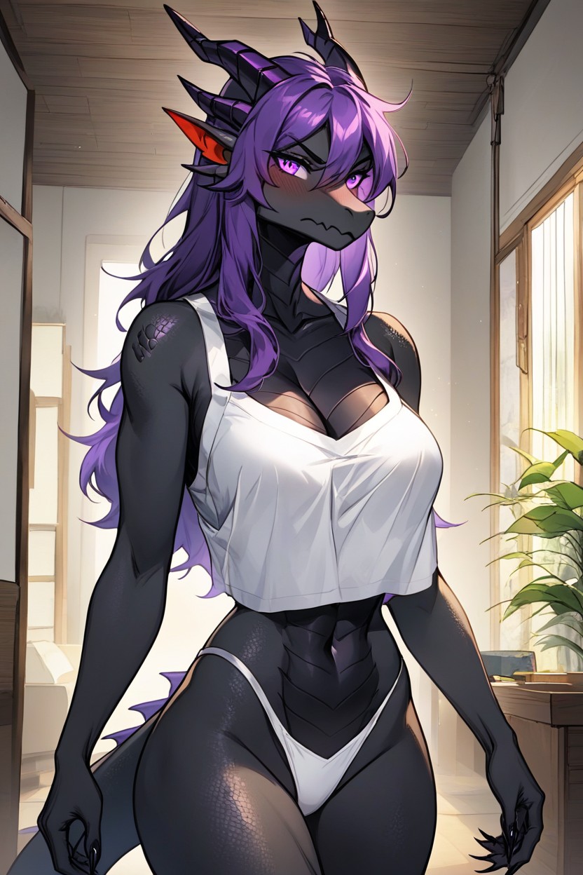 Black Skin, Ash Hair, Ender Dragonminecraft Furry AI Porn