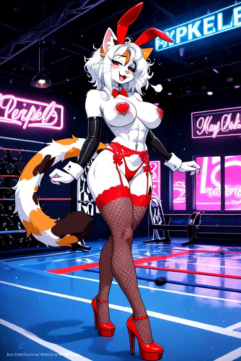 Lace Garter Belt, Fishnet Stockings With Frills, Sexy Black Fishnet Stockings Furry AI Porn
