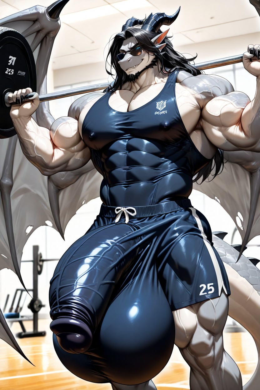 Long Black Dragon Horns, Gymshorts, 25+ AI獸人黃片