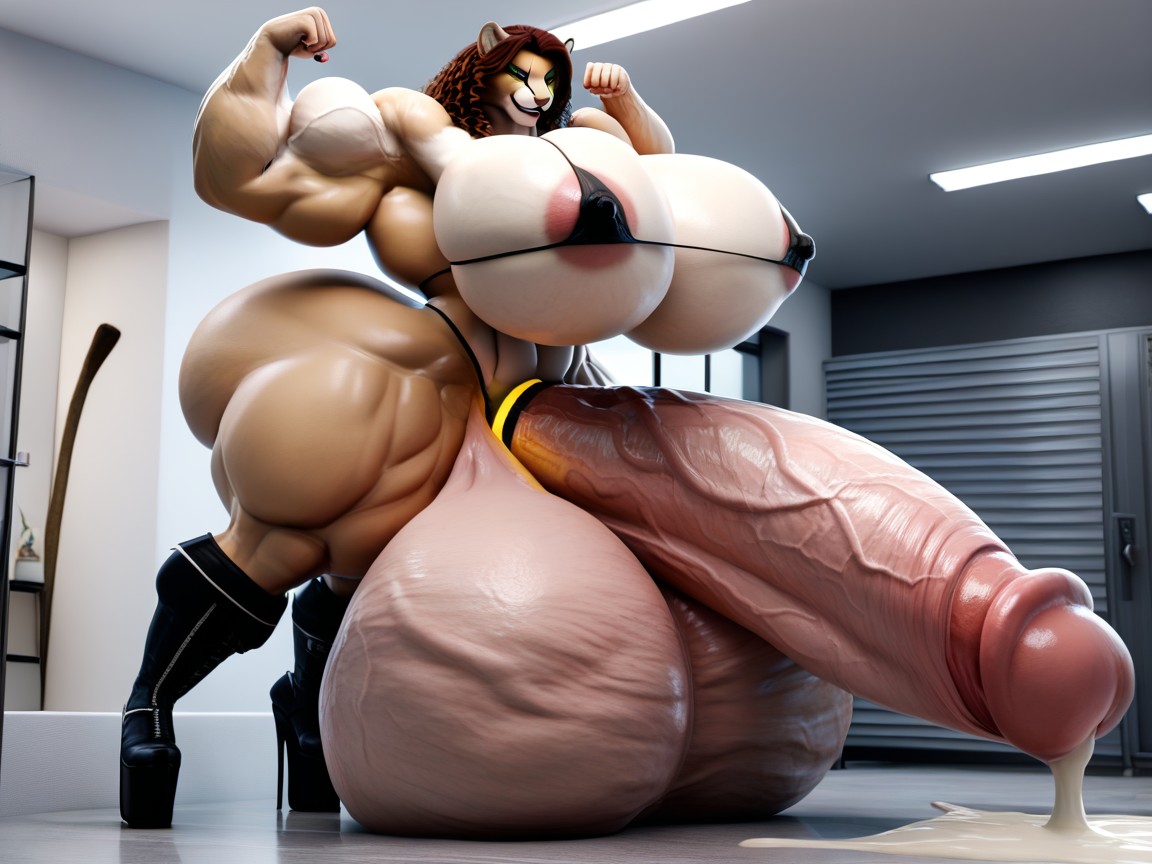 Hyper Gigantic Veiny Penis, Hyper Long Penis, Thick Thighs Furry AI Porn