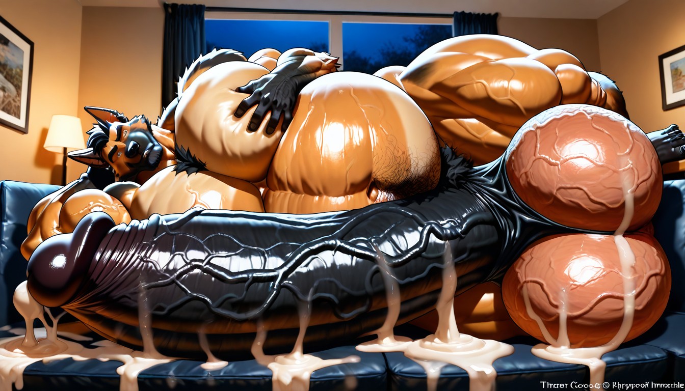 Hand On Penis, Hyper Gigantic Macro Penis, Daddy Furry AI Porn