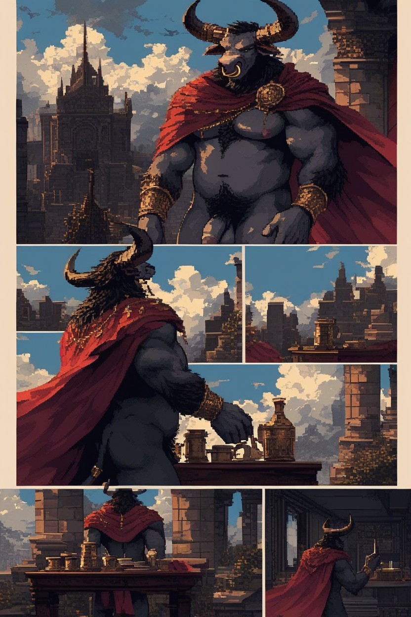 Chubby Minotaur Face, 18+, Dynamic Pose Furry AI Porn
