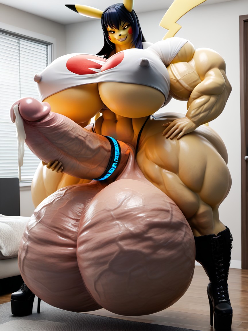 Hyper Gigantic Veiny Penis, Most Exaggerated Gigantic Oversized Penis, Hyper Gigantic Testicles Furry AI Porn