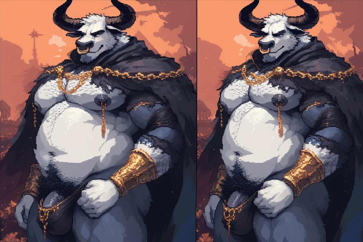 Cum, Nose Ring, Musclegut Furry AI Porn