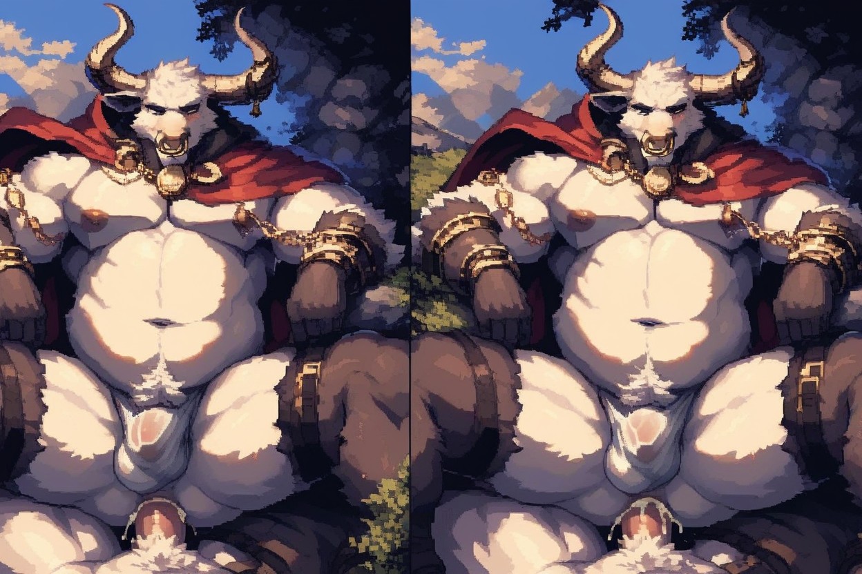 White Skin, Cum, Twisted Horns Furry AI Porn