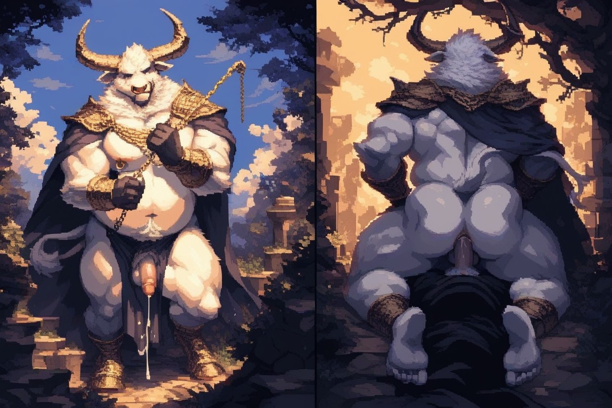 Multiple Views, Hoof, Delicate Nipple Chain Furry AI Porn