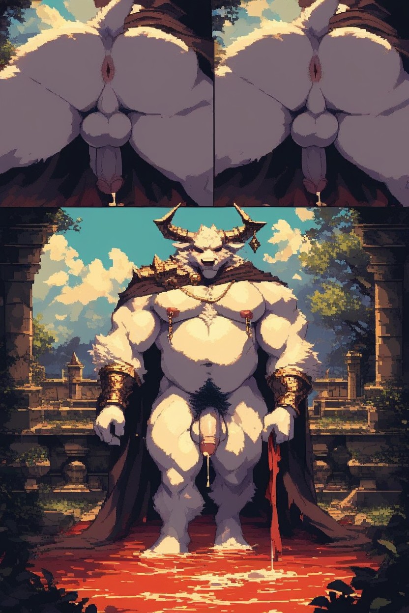 Tought Bubble With Stickers, Chubby Minotaur Face, Newest Furry AI Porn